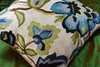 Modern Cream Decorative Floral Pillow Cover Needlepoint White Flower Hand Embroidered Pillowcase Flowery Outdoor Suzani Accent Cushion Boho Chair Modern Chair Pillowsham Wool Size 18x18