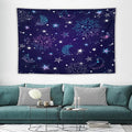HZOHNAGO Boho Sun Moon Tapestry Purple Blue Sun Stars Galaxy Pattern Printed Wall Tapestry Wall Hanging for Bedroom Living Room Dorm 90" W x 60" H