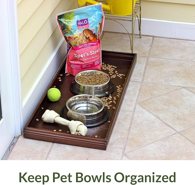 Good Directions Large Boot Tray, Squares Multi-Purpose All Weather Decorative Boot Tray, Shoes, Plants, Garage, Patio Door, Pet Bowls, 34 inch Entry Indoor Shoe Tray, Copper Finish