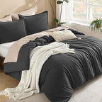Litanika Grey Comforter King Size Set, Dark Gray Lightweight Plain Bedding Comforters Sets, All Season Fluffy Bed Set (104x90In Comforter & 2 Pillowcases)