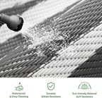 GENIMO Outdoor Rug Waterproof for Patio Decor, 5'x8' Reversible Plastic Straw Area Carpet, Camping Outside Mat for Outdoor, RV, Deck, Camper, Balcony,Picnic Grey & White