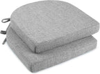 downluxe Indoor Chair Cushions for Dining Chairs, Soft and Comfortable Textured Foam Kitchen Chair Pads with Ties and Non-Slip Backing, 16" x 16" x 2", Light Grey, 2 Pack
