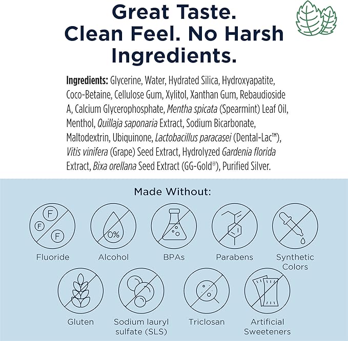 Designs for Health PerioBiotic Silver Hydroxyapatite Toothpaste - Fluoride Free Toothpaste with Oral Probiotics with Whitening Hydroxyapatite - Supports Gum Health & Remineralization (3 Pack, 4oz)