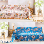 Boho Throw Blanket for Bed, 100% Cotton Soft Rustic Quilt Fall Blanket, 50"x60" Floral Printed Farmhouse Decor Bed Blankets, All Season Rustic Reversible Bohemian Throw Quilt