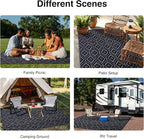 OLANLY Outdoor Rug 5x8 ft Waterproof, Outdoor Plastic Straw Rug with Geometric Pattern Clearance, Reversible RV Mat for Patio, Camping, Balcony, Deck, Backyard, Black & Beige