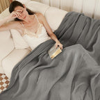 EMME Muslin Grey Twin Blanket 100% Cotton Bed Blankets for Adults and Baby 60"x80" Lightweight Soft Breathable All Season Solid Pre-Washed Gauze, Grey