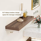 Dreamland 48 Inches Floating Shelves for Wall, 9.3" Deep Long Floating Shelves Set of 1, Large Display & Storage Shelf, Wall Shelf for Bathroom Bedroom Living Room Kitchen Office, Walnut