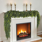 6 ft Christmas Garland, Cedar Garland, Real Touch Cypress Garlands, Green Artificial Greenery Garland for Mantel Indoor Outdoor Christmas Decorations