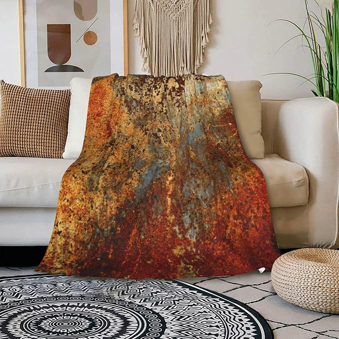 HGOD DESIGNS Brown Rust Colorful Metal Rusty Steel Iron Structure Blanket Throw Blanket Soft Comfortable for Sofa Chair Bed Office 40" x50