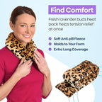 SunnyBay Microwave Heating Pad, Microwavable Heated Neck and Shoulder Wrap, Soothing Weighted Moist Heat or Ice Pack with Flaxseed and Lavender, FSA HSA Approved, 26x5 Inches, 2.5 lbs, Leopard