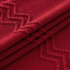 MIULEE Burgundy Red Knitted Throw Blanket for Couch Boho Textured Cozy Woven Blanket with Tassels for Sofa Chair Bed Living Room Acrylic Wave Pattern 50"x60"