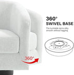 Swivel Barrel Accent Chair, Modern Round Chenille Fabric Arm Chair for Living Room, Bedroom, Comfy Club Reading Chairs for Adults（Chenille Fabric, Beige, Set of 2