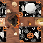 XCHI Boo Spooky Ghost Pumpkin Halloween Placemats Set of 4 Table Mats Table Decorations 12x18 Inch