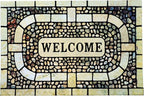 Door Mat Welcome Mat, Heavy Duty Door Mat 17.7 x 29.5 Inch Front Door Mat Rug Doormat for Outdoor Entrance Home Non-Slip Rubber Rug for Front Door, Outside, Entryway, Patio (Yellow Welcome)