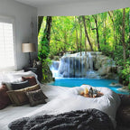 FENDROM Waterfall Tapestry Nature Stone River Forest Scenery Theme Print Landscape Jungle Wall Hanging for Living Room Party Beach Picnic Blankets Tablecloths Wall Decor