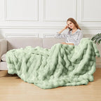 Sage Green Fluffy Comfy Blanket for Couch Living Room 50x60 Faux Fur Throw Blanket for Bed Soft Furry Cozy Best Housewarming Home Decor Gifts 860 GSM