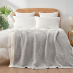 Snuggle Sac Buttery Grey Throw Blanket for Couch, Reversible Super Soft Warm Blankets Cozy Knit Fuzzy Plush Lightweight Throws for Sofa, Bed, Heather Grey, 50"x 60"