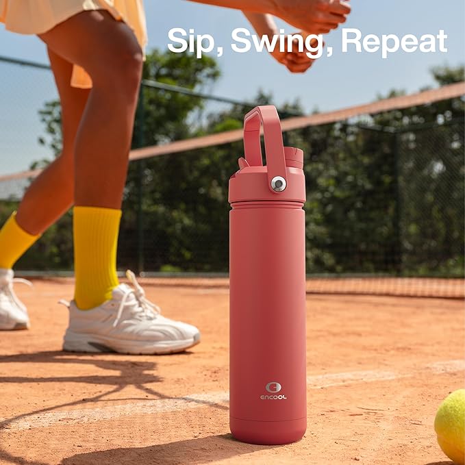 Insulated Water Bottle with Straw Stainless Steel Water Bottle, Leak-Proof, BPA-Free, Double Wall Vacuum Keeps Cold for 24 Hours for Sports, Travel, School (18 oz, Tawny Orange)
