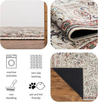 Keen Home Design 8x10 Rug - Machine Washable Area Rug with Non-Slip Backing, Ideal for Living Room, Dining Room, Bedroom - Vintage, Easy Clean, Durable, Low Pile Rug - (8' x 10')