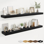 fuqing Floating Shelves for Wall, Bathroom Shelf Wall Mounted for Storage, Shelves with Invisible Bracket for Bedroom, Kitchen, Living Room, Farmhouse Small Book Shelf, 55 Inch Set of 2, Black