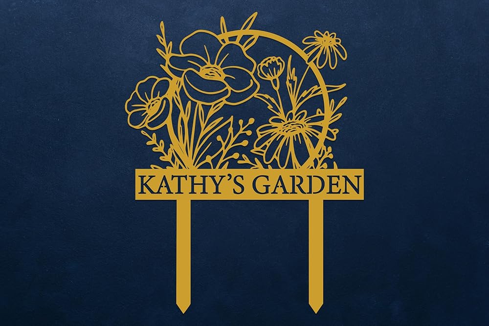 Personalized Metal Garden Sign with Stake, Custom Garden Decor for Outdoor, Custom Family Name Sign, Patio Decorations, Lawn Art, Farmhouse Decorative, Housewarming Gift (CstmDesign12)