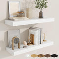 fuqing Floating Shelves for Wall, Bathroom Shelf Wall Mounted for Storage, Shelves with Invisible Bracket for Bedroom, Kitchen, Living Room, Farmhouse Small Book Shelf, 24 Inch Set of 2, White