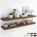 RICHFOCUS 55Inch Floating Shelves for Wall 2 Pack Shelves for Bedroom|Kitchen|Bathroom Wall Mounted Rustic Wood Floating Shelf with Invisible Brackets for Books|Storage|Decor, Rustic Brown