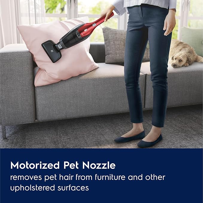 Electrolux Ergorapido Pet Cordless 2-in-1 Vacuum Cleaner with Motorized Pet Nozzle for Easy Pet Hair Removal, 48-Minute Run Time, 2 Power Modes, Chili Red