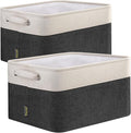 BALEINE 2 Pack Fabric Storage Bins for Shelves, Linen Storage Baskets for Organizing, Decorative Closet Bins for Clothes, Home (Black, 12"x8"x8")