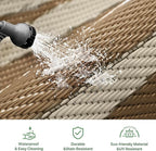 GENIMO Outdoor Rug Waterproof 6'x9' for Patio, Foldable Reversible Plastic Straw Carpet for Travel Trailers, Outside Area Mat for Rv, Deck, Picnic, Porch, Camper, Balcony, Beach, Brown & Beige