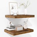 Fun Memories Floating Shelves - 2 Pack 12 Inch Deep Rustic Wooden Wall Shelves - Extra Deeper & Thicker Wall Mounted Storage Shelf for Living Room, Kitchen, Farmhouse - 16" W x 12" D x 1.5" H - Brown