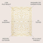 JONATHAN Y Vintage Filigree Indoor Outdoor Area Rug 5X8 Cream/Yellow, Charleston Textured Weave for Backyard, Patio, Porch, Easy-Cleaning, High Traffic, Pet-Friendly, Non-Shedding (SMB106M-5)