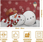 Red Snowman Snowflake Christmas Placemats Set of 4 Seasonal Winter Linen Table Mats 12x18 Inch Xmas Holiday Snow Farmhouse Rustic Washable Place Mat for Party Kitchen Dining Outdoor Indoor Decor