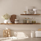 Wall Shelf Set of 2, Rustic Brown Floating Shelves 36 in W x 10 in D x 1 in H, Wooden Floating Wall Shelf with Invisible Brackets for Living Room/Bedroom/Bathroom/Kitchen Storage and Decor