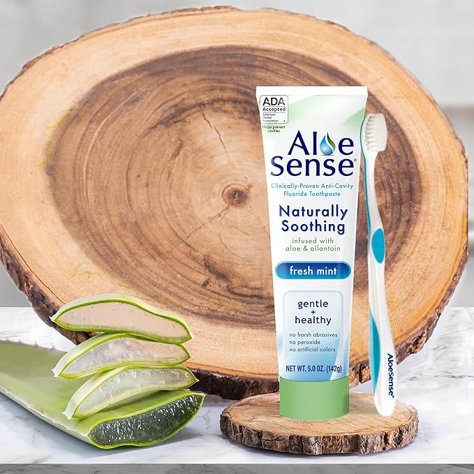 Naturally Soothing Toothpaste for Sensitive Teeth and Gum Care with Aloe Vera, Allantoin & Fresh Mint Flavor, Gentle & Natural, ADA Approved (5-oz, 12 Count)