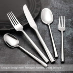 Silverware Set Flatware Set Stainless Steel Cutlery Set 20 Piece with Hexagon Handle Wedding Gift Home Hotel Use Service for 4