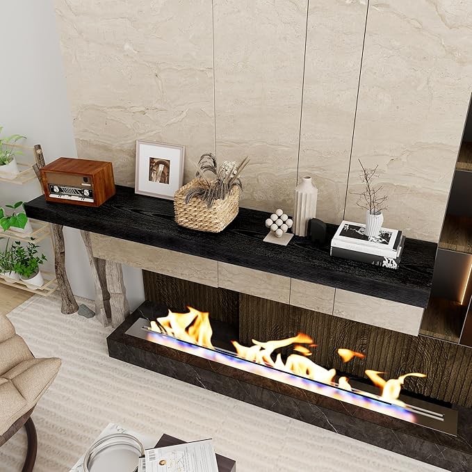 Black Floating Shelves 55 Inch Long, 12 Inch Deep Floating Shelves for Wall, 55 x 9 Large Floating Shelf for Fireplace Mantel, 2" Thicked Wall Shelves for Living Room, Bedroom Storage, 1 Pack