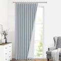Vision Home Blue Fog Pinch Pleated Full Blackout Curtains Linen Blended Room Darkening Window Curtains 120 inch for Living Room Bedroom Thermal Insulated Pinch Pleat Drapes with Hooks 60" Wx120 Lx1