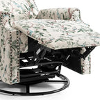 UIXE Swivel Rocker Manual Recliner Chair, Wingback Swivel Glider Fabric Nursery Reclining Sofa Chair, High Back Upholstered Arm Chair for Living Room Bedroom - Bird Pattern