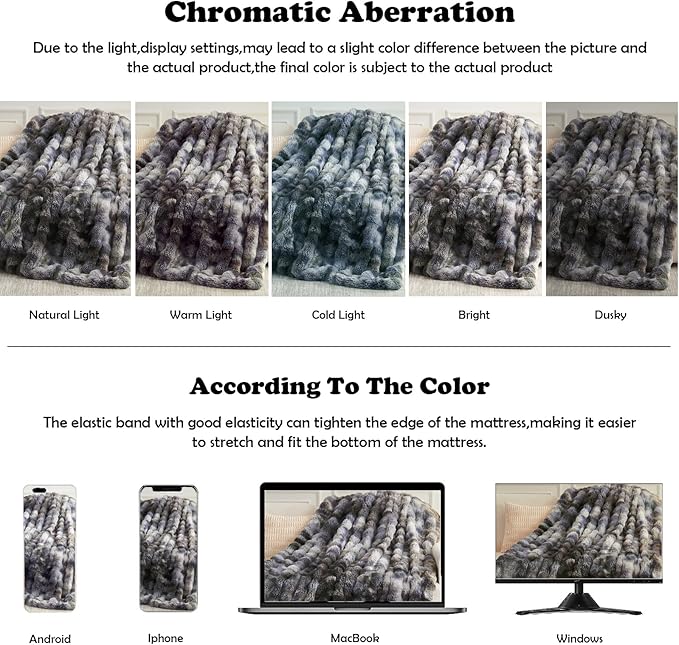 NEWCOSPLAY Faux Fur Throw Blanket Tie-dye Grey Luxury Fluffy Thick Warm Bubble Blanket for Couch Sofa Bed 700GSM (Tie-dye Grey, Throw(50"x60"))