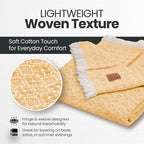Gold Case Throw Blanket for Couch – 100% Recycled Turkish Cotton Blankets & Throws – Elegant Decorative Throw Blankets for Living Room Sofa – Woven Throws for Couch – Retro Mustard – 50x60