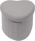 B FSOBEIIALEO Storage Ottoman Cube, Heart Shaped Ottomans with Storage Foot Stool Footrest for Lving Room, Boucle Ottoman Seat for Dorm Room,Faux Teddy Fur, Grey 15"x15"x15"