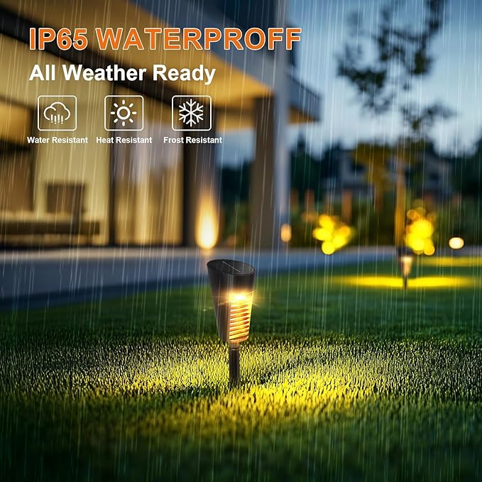 Solar Lights Outdoor Pathway 8 Pack, Solar Pathway Lights Outdoor Auto On/Off Waterproof Garden Landscape Lighting for Path, Yard, Walkway, Driveway, Lawn, Patio, Outside Decor, Warm White