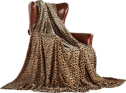 MERRYLIFE Leopard Throw Blanket Decorative Fleece Throw | Ultra-Plush Colorful Oversized | Couch Blanket Travel Lap | Queen Size(90" 90",Cheetah)