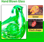 Decorative Solar Lights Outdoor Solar Bird Stake Lights Hand Blown Glass Decorative Garden Pathway Lights Outdoor Waterproof Glass Stakes (Green)