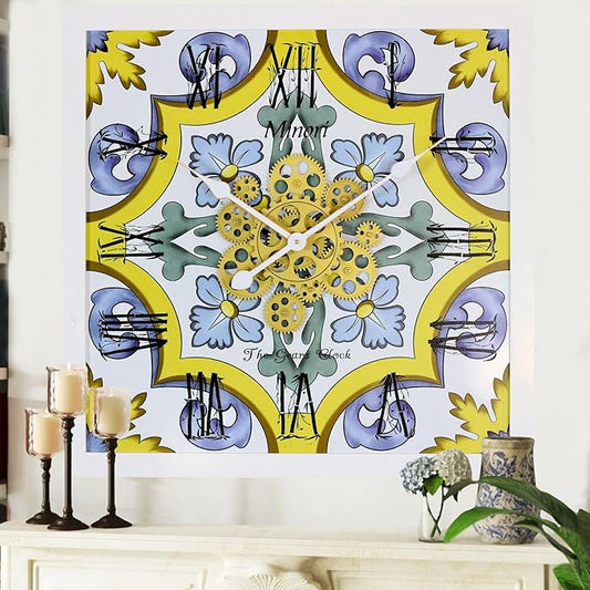 The Gears Clock Wall Clock Italy Collection with Moving Gears (Minori, 24 inches (60 cm))