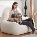 Homguava Bean Bag Chairs for Adults,Giant Beanbag Couch Adult Bean Bag Chair with Filler Included,Modern Lazy Sofa Comfy Chair for Living Room(White)