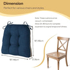 Non Slip Chair Cushions for Dining Chairs Set of 4 Kitchen Chair Cushions 18"x18"x3" Turfted Chair Pads Comfortable and Soft Seat Cushion with Ties, Navy