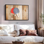 ElephantStock Ping Pong Wall Art - Horizontal Framed Canvas - 1-Piece Living Room Wall Decor - Photography Canvas Print - Brown and Red Decor for Wall - 31" X 21"