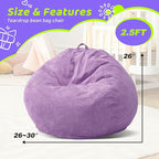 Bean Bag Chairs Teardrop Bean Bag Chair Beanbag Chair with Memory Foam Filled Machine Washable Cover for Living Room, Bedroom (Small,Purple)